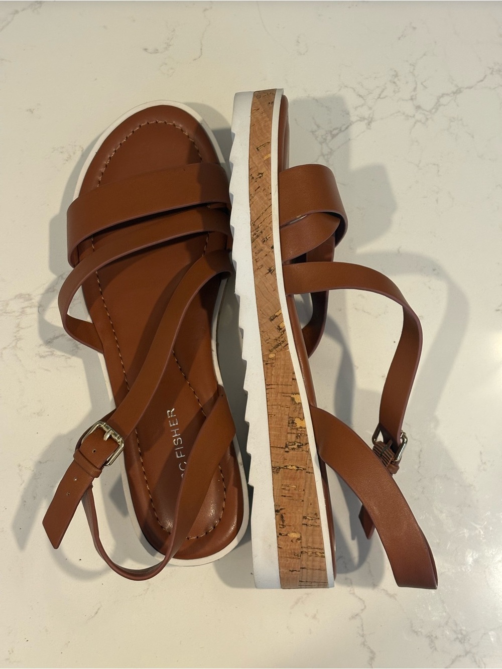Marc Fisher Grandie Leather Platform Sandals
